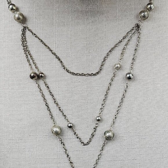 Women Necklace Long Chain Statement Silver Tone Fashion Jewelry - Picture 2 of 10